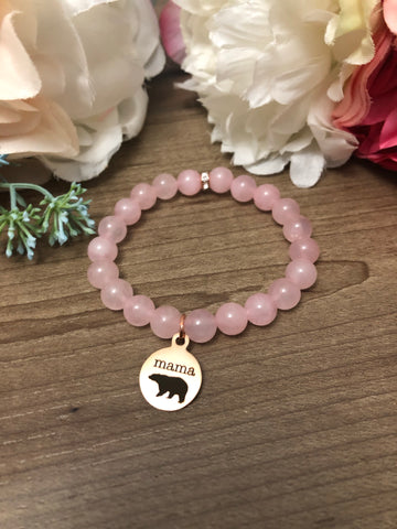 "Mama Bear" Bracelet - Rose Gold - Multiple gemstone options!