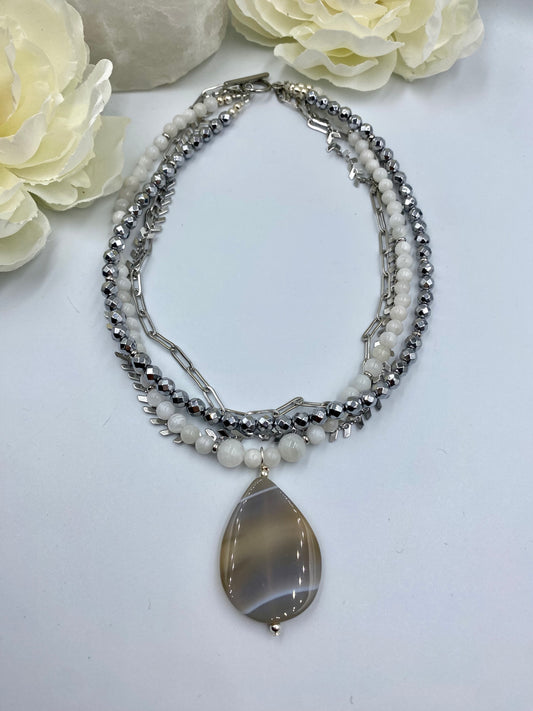 Victoria Moonstone & Quartz Necklace