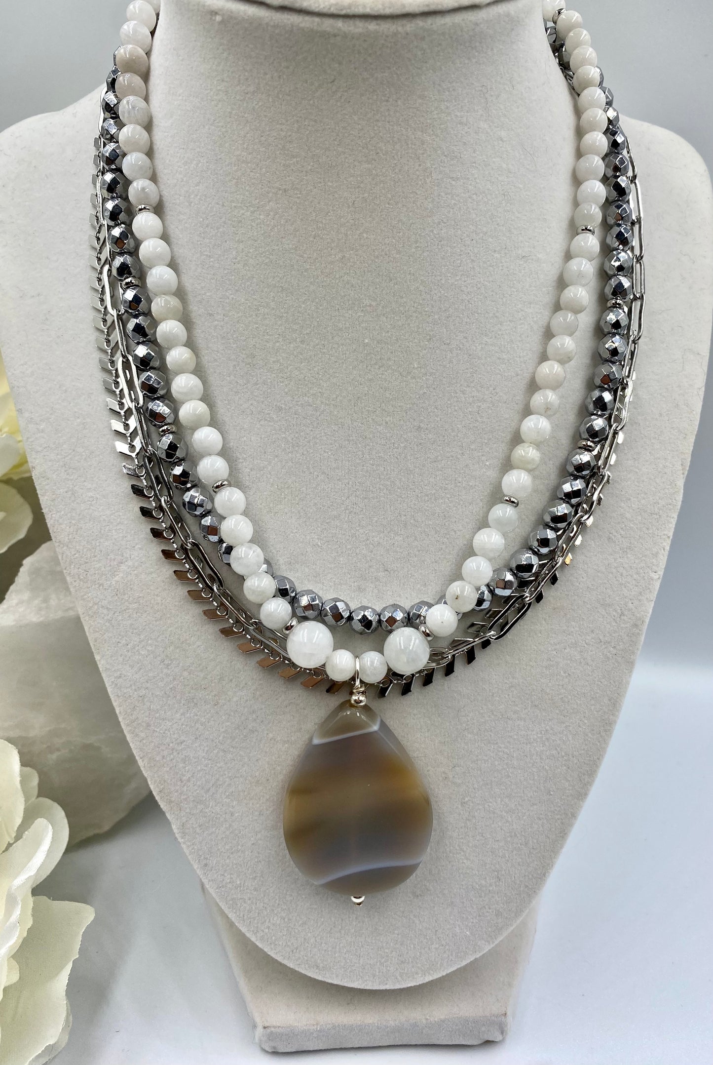 Victoria Moonstone & Quartz Necklace