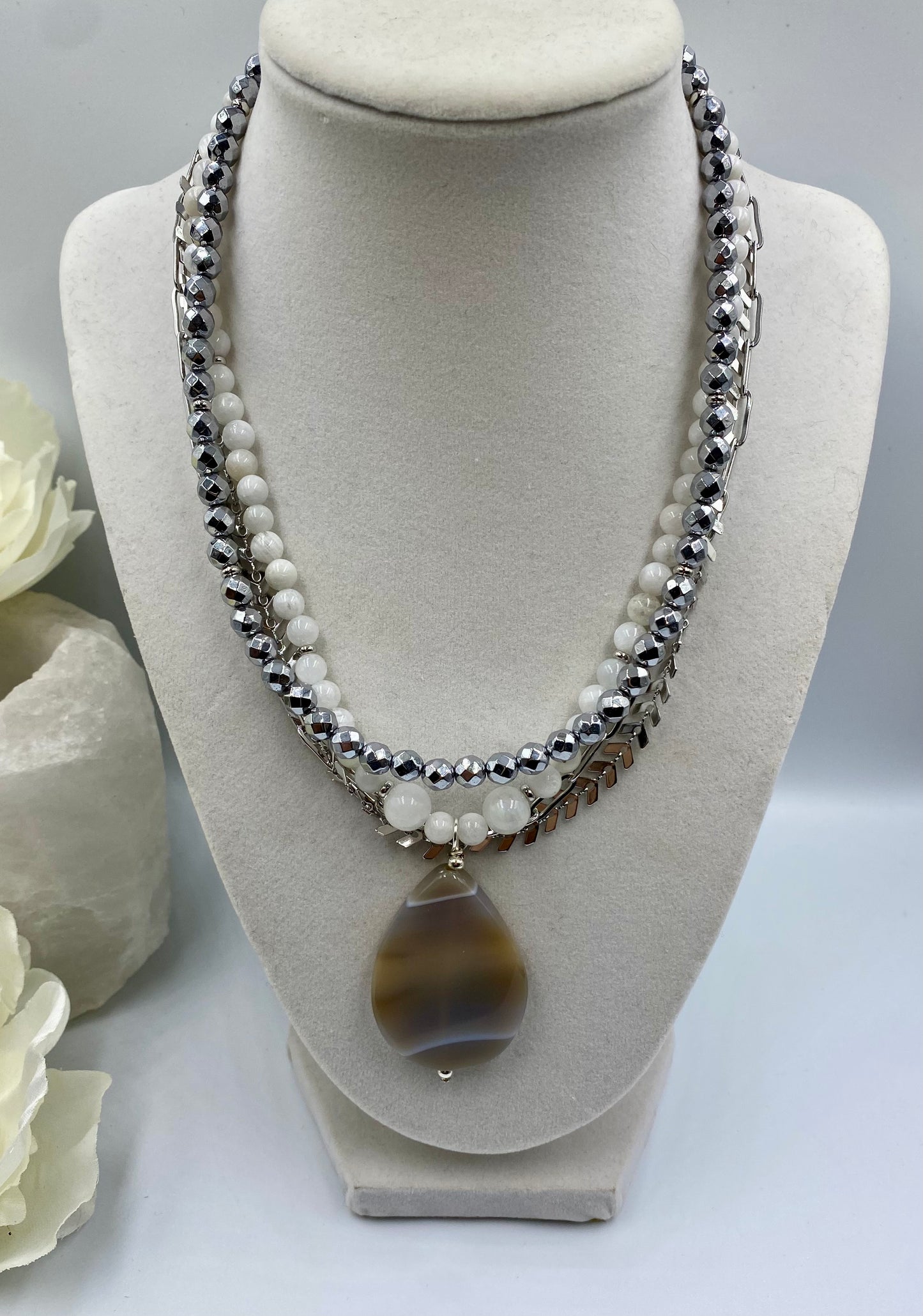 Victoria Moonstone & Quartz Necklace