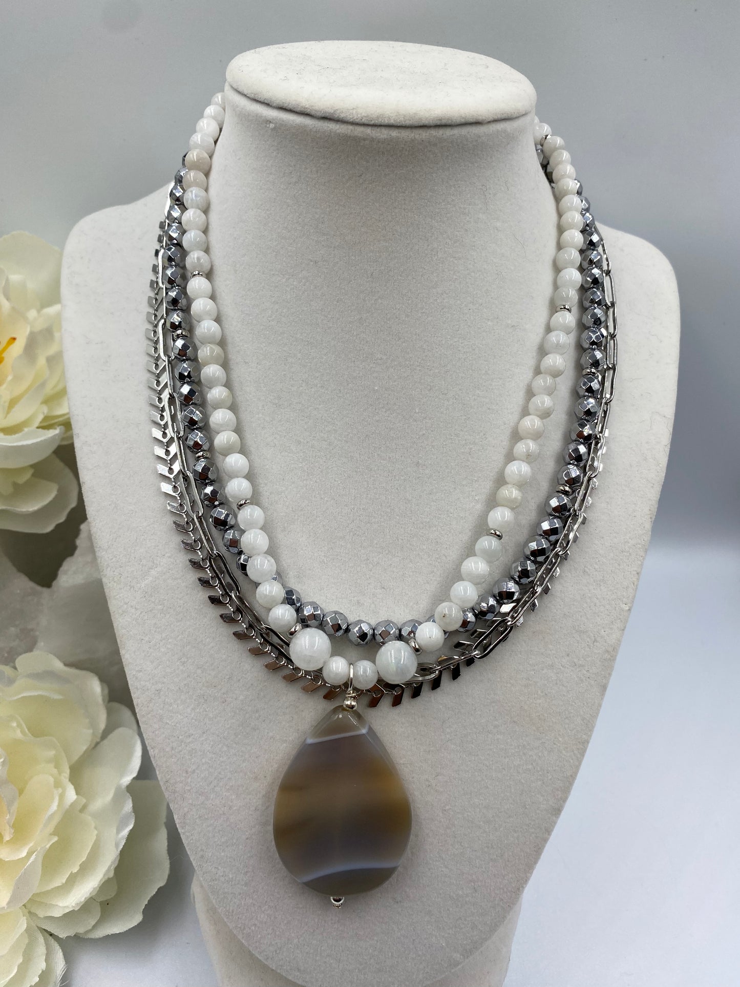 Victoria Moonstone & Quartz Necklace