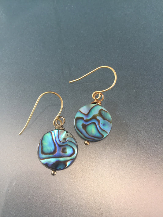 Abalone Coin Earrings