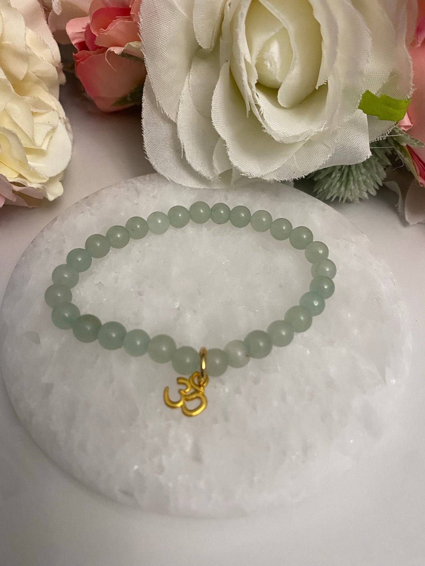 Om Bracelet - Green Agate Edition