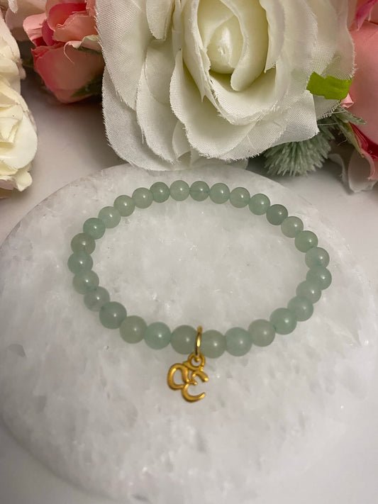 Om Bracelet - Green Agate Edition