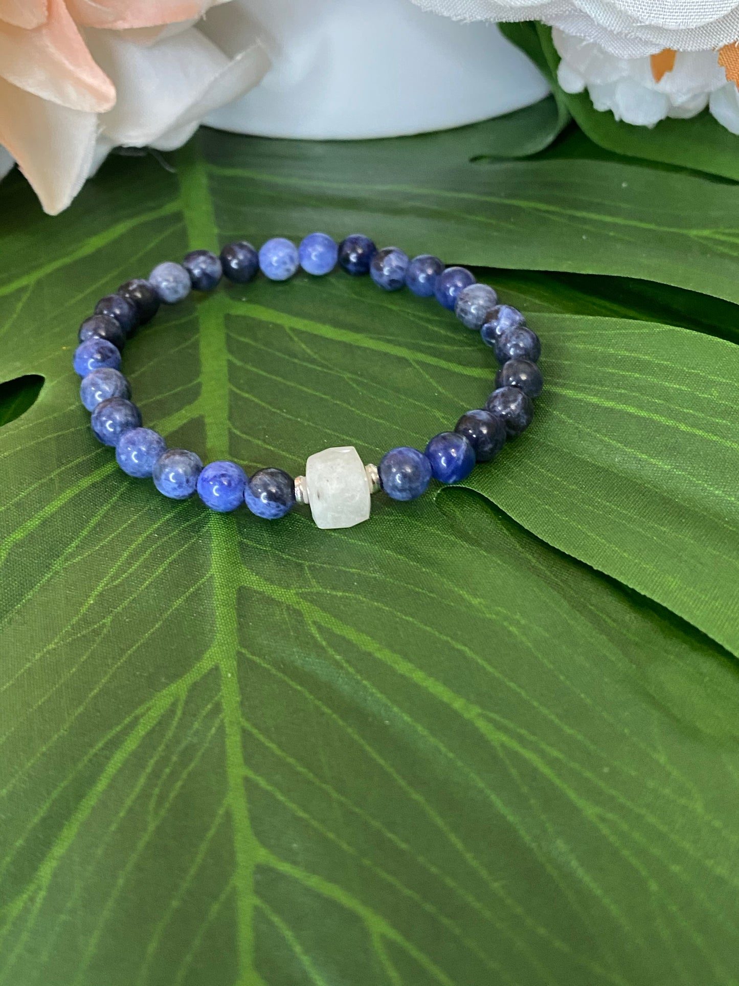 Moonstone Cube Minis - stacker bracelet